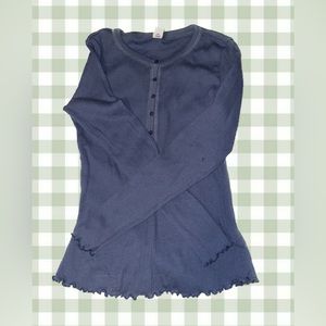 Women’s XS Blue Lattice Henley Tee